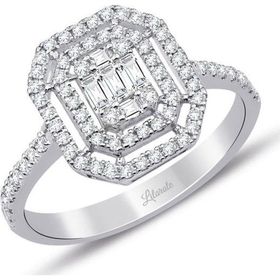 Lilarote Pırlanta 0.60 ct Çift Sıra Baget Kare Tektaş Yüzük
