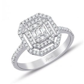 Lilarote Pırlanta 0.60 ct Çift Sıra Baget Kare Tektaş Yüzük