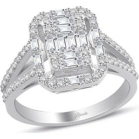 Lilarote Pırlanta 0.70 ct Baget Pırlanta Modern Tasarım Yüzük