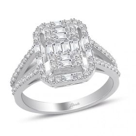Lilarote Pırlanta 0.70 ct Baget Pırlanta Modern Tasarım Yüzük