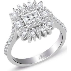 Lilarote Pırlanta 0.70 ct Modern Tasarım Baget Kare Tektaş Yüzük