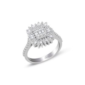 Lilarote Pırlanta 0.70 ct Modern Tasarım Baget Kare Tektaş Yüzük