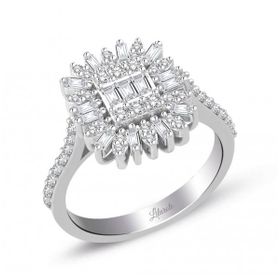 Lilarote Pırlanta 0.70 ct Modern Tasarım Baget Kare Tektaş Yüzük