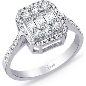 Lilarote Pırlanta 0.80 ct Modern Tasarım Baget Kare Tektaş Yüzük