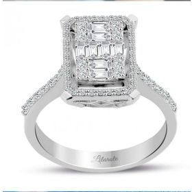 Lilarote Pırlanta 0.80 ct Modern Tasarım Baget Kare Tektaş Yüzük