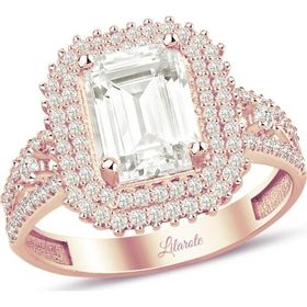 Lilarote Pırlanta 3.5 Karat Görünümlü Baget Kesim Rose Altın Yüzük
