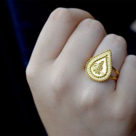 Lilarote Pırlanta Damla Tuğralı 14 Ayar Altın Yüzük