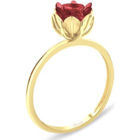 Lilarote Pırlanta Kırmızı Lotus Çiçeği Altın Yüzük