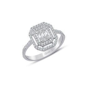 Lilarote Pırlanta Lilarote 0.40 ct Çift Sıra Baget Kare Tektaş Yüzük