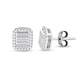 Lilarote Pırlanta Modern Tasarım 0.22 ct Baget Kare Tektaş Küpe