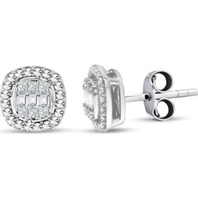 Lilarote Pırlanta Modern Tasarım 0.24 ct Baget Kare Tektaş Küpe