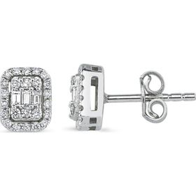 Lilarote Pırlanta Modern Tasarım 0.35 ct Baget Kare Tektaş Küpe