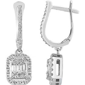 Lilarote Pırlanta Modern Tasarım 0.65 ct Baget Kare Tektaş Küpe