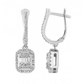 Lilarote Pırlanta Modern Tasarım 0.65 ct Baget Kare Tektaş Küpe