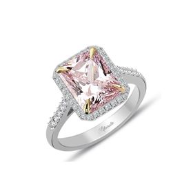 Lilarote PYZK000189 Pırlanta ve Pembe Topaz Baget Kesim Tektaş Yüzük