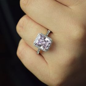 Lilarote PYZK000189 Pırlanta ve Pembe Topaz Baget Kesim Tektaş Yüzük