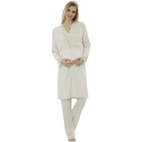 Limissi 3003 3'lü Ekru Sabahlık Pijama Takımı