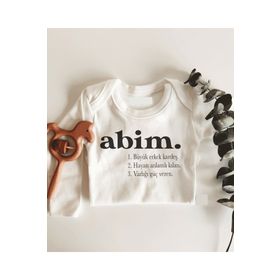 Limon Abim Yazılı Uzun Kol Çıtçıtlı Organik Bebek Body