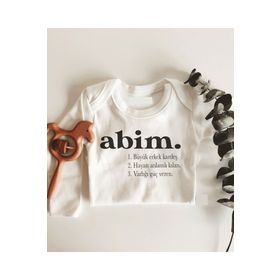 Limon Abim Yazılı Uzun Kol Çıtçıtlı Organik Bebek Body