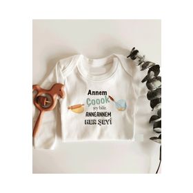 Limon Annem Çok Şey Bilir Anneannem Her Şeyi Uzun Kol Çıtçıtlı Organik Bebek Body