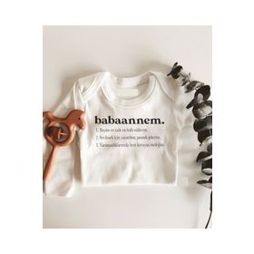 Limon Babaannem Anlamı Uzun Kol Çıtçıtlı Organik Bebek Body