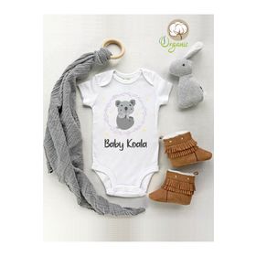 Limon Baby Koala Desenli Organik Kısa Kol Çıtçıtlı Unisex Bebek Body