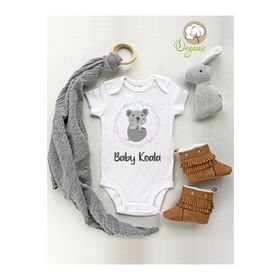 Limon Baby Koala Desenli Organik Kısa Kol Çıtçıtlı Unisex Bebek Body