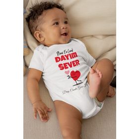 Limon Bebek Beyaz Beni En Çok Dayım Sever Desenli Kısa Kol Body