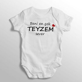 Limon Beni En Çok Teyzem Sever Yazılı Baskılı Beyaz Bebek Zıbını