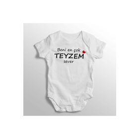 Limon Beni En Çok Teyzem Sever Yazılı Baskılı Beyaz Bebek Zıbını