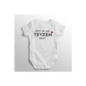 Limon Beni En Çok Teyzem Sever Yazılı Baskılı Beyaz Bebek Zıbını