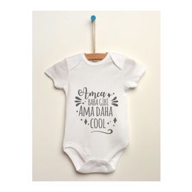 Limon Beyaz Amca Baba Gibi Ama Daha Cool Baskılı Unisex Bebek Body Zıbın