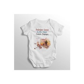 Limon Beyaz Babalar Günün Kutlu Olsun Canım Babam Yazılı Baskılı Bebek Zıbını
