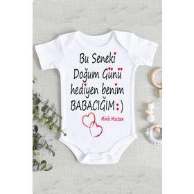 Limon Beyaz Doğumgünü Hediye Baba Unisex Bebek Zıbın Body