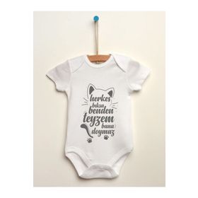 Limon Beyaz Herkes Bıksa Benden Teyzem Bana Doymaz Baskılı Unisex Bebek Body Zıbın