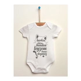 Limon Beyaz Herkes Bıksa Benden Teyzem Bana Doymaz Baskılı Unisex Bebek Body Zıbın