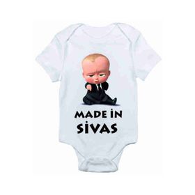 Limon Beyaz Made In Sivas Baskılı Unisex Bebek Body Zıbın
