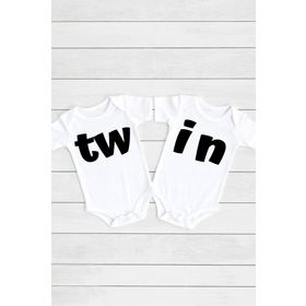 Limon Beyaz Tw In İkizler 2'li Çıtçıtlı Kısa Kol Unisex Bebek Body Zıbın