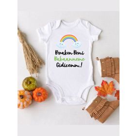 Limon Bırakın Beni Babaanneme Gidicem Organik Kısa Kol Çıtçıtlı Bebek Body
