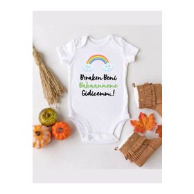 Limon Bırakın Beni Babaanneme Gidicem Organik Kısa Kol Çıtçıtlı Bebek Body