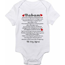 Limon Body 3 6 Ay Beyaz Babaya Doğum Günün Hediyesi Sade Tasarım Bebek Zıbın