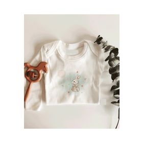 Limon Cutie Rabbit Desenli Uzun Kol Çıtçıtlı Organik Bebek Body