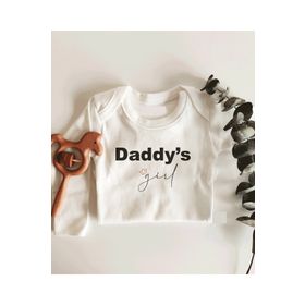 Limon Daddys Girl Yazılı Babalar Günü Uzun Kol Çıtçıtlı Organik Bebek Body