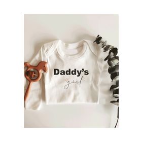 Limon Daddys Girl Yazılı Babalar Günü Uzun Kol Çıtçıtlı Organik Bebek Body
