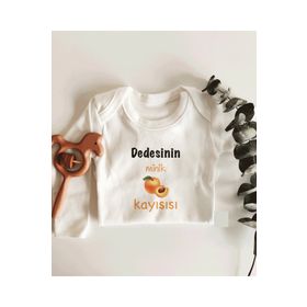 Limon Dedesinin Minik Kayısısı Yazılı Uzun Kol Organik Bebek Body