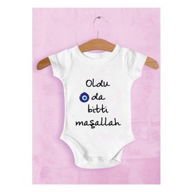 Limon Erkek Bebek Beyaz Oldu Da Bitti Maşallah Baskılı Zıbın