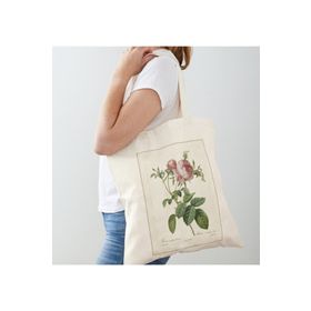 Limon Gül Rose Baskılı Vintage Tasarımlı Ham Bez Omuz Çantası