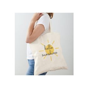 Limon Hello Sun Shine Baskılı Ham Bez Omuz Çantası