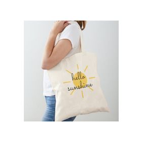 Limon Hello Sun Shine Baskılı Ham Bez Omuz Çantası