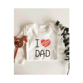 Limon I Love Dad Uzun Kol Çıtçıtlı Organik Bebek Body